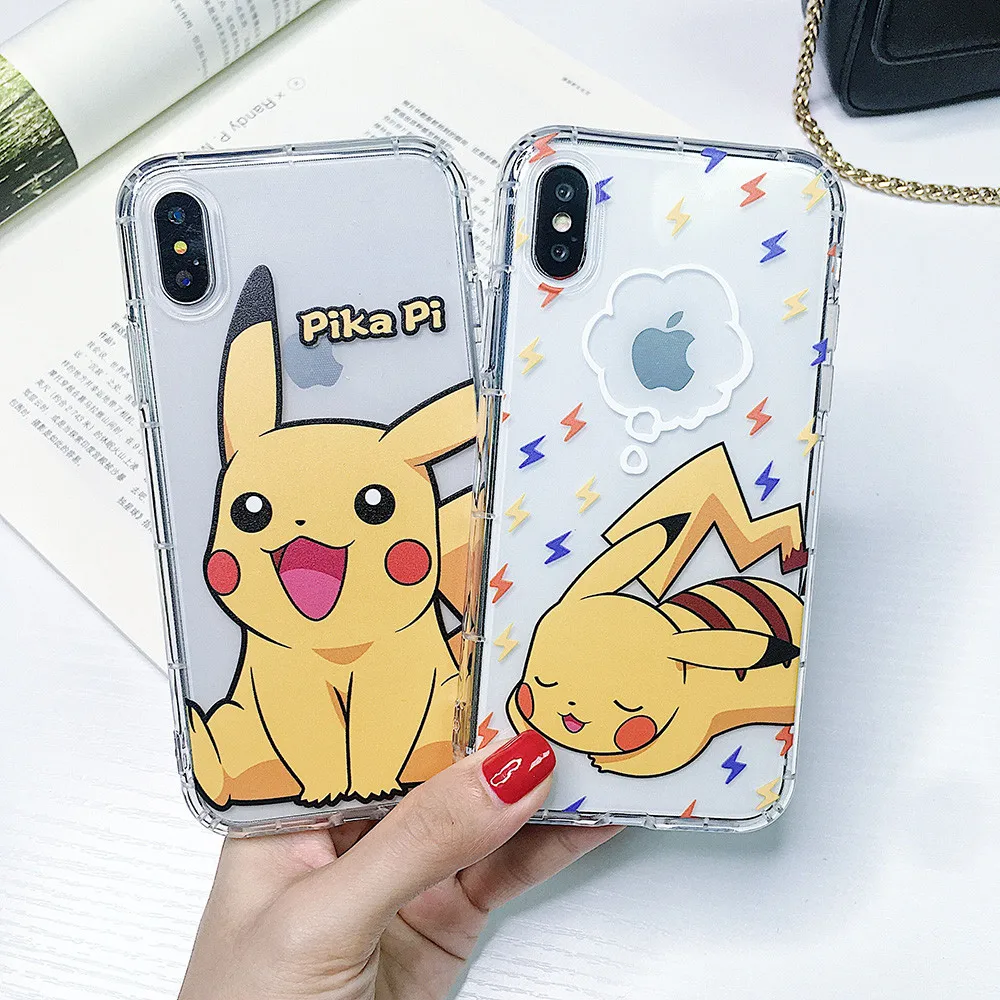 Прозрачный мягкий чехол для телефона IPhone 11proMAX XS Max XR Pikachu Lightning 7 8 6s Plus Air Cushion