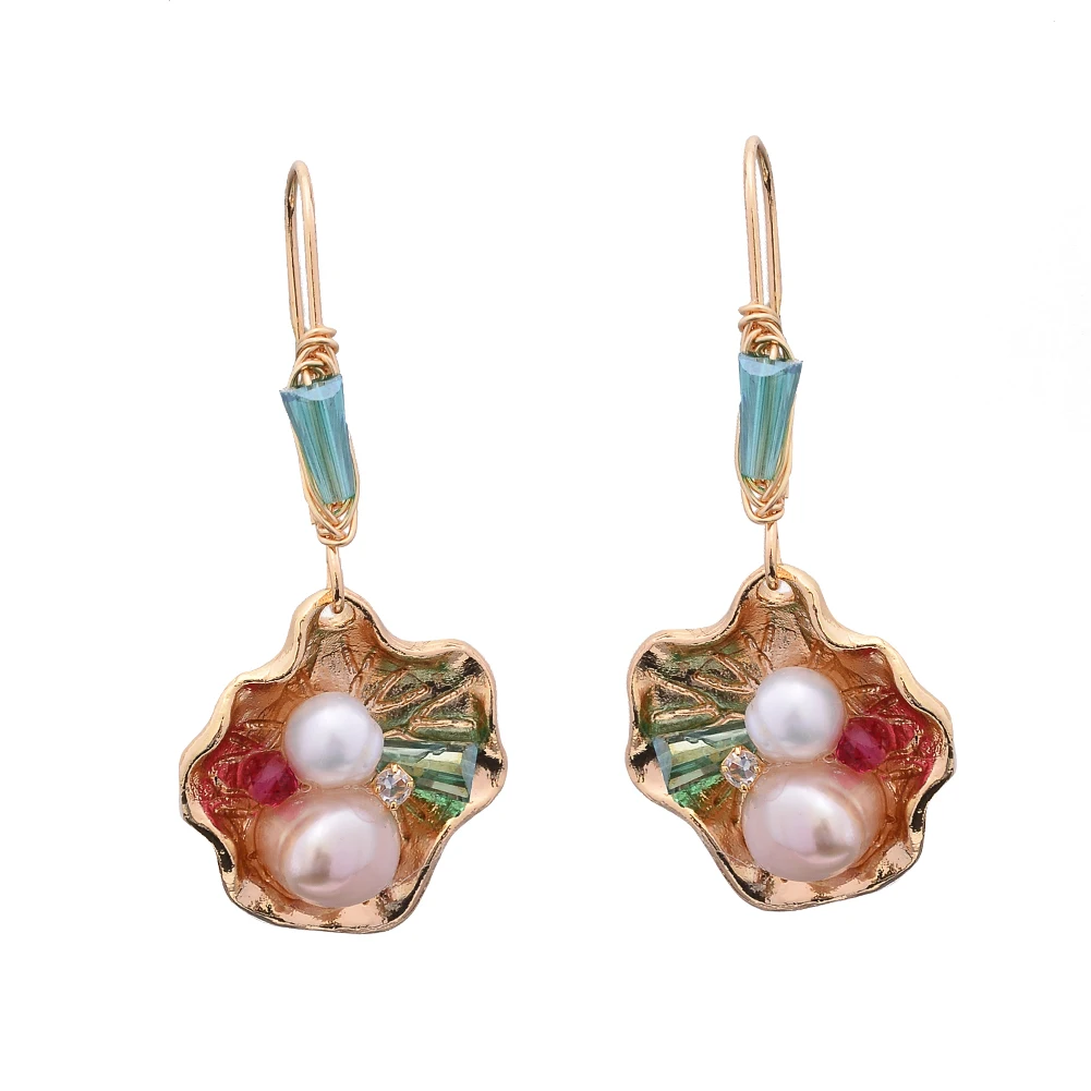 Ручной работы 14K покрыто золотом натуральный пресноводный свадебные туфли с