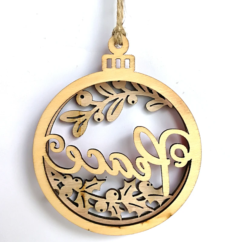 3 Pcs/Set Wooden Christmas 3D Small Pendants Letters Ornaments Xmas Tree DIY Crafts Party Home Bulb Decorations Children Gift | Дом и сад