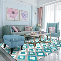 blue plaid rug geometric box stitching fashion carpet living room bedroom bed blanket kitchen bathroom floor mat