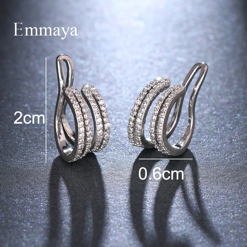Клипса для ушей Emmaya Очаровательная изогнутая полная фианита женщин новые