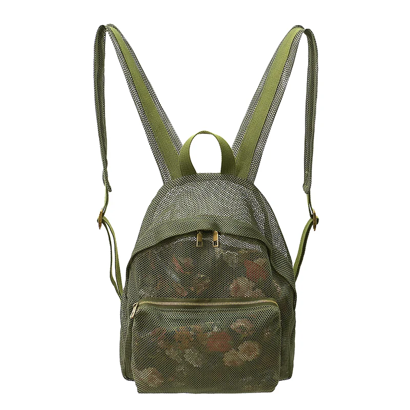 Женский сетчатый прозрачный рюкзак с цветочным принтом летняя богемная сумка