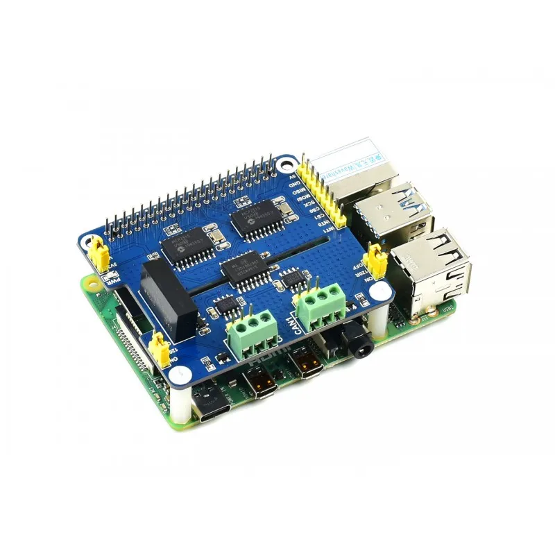 2 изолированный канал подключению CAN шины расширения шляпа для Raspberry Pi MCP2515 + SN65HVD230