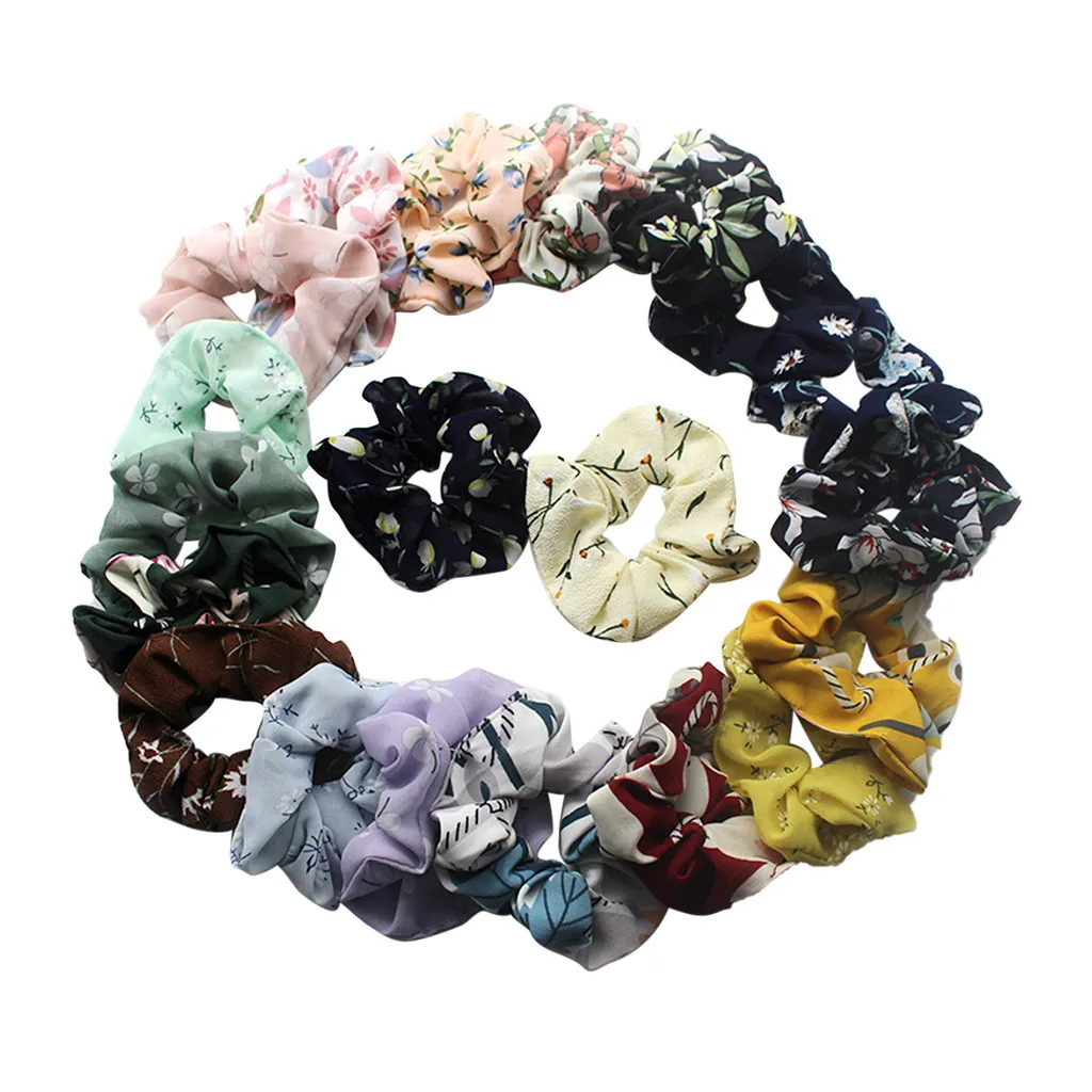 20Pcs Multicolor 20 шт., Женская повязка на голову, эластичная волнистая лента для волос, усадочная резинка для волос, эластичная резинка для волос для девочек, шифоновая резинка для волос, набор, аксессуары для волос - Цвет: 20Pcs Multicolor
