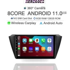 Автомобильный мультимедийный плеер 2 Din, 4G + Wifi, Android 11,0, GPS, для Skoda Fabia 2015, 2016, 2017, 2018, 2019, Carplay, GPS, радио, 128 ГБ, стерео, IPS