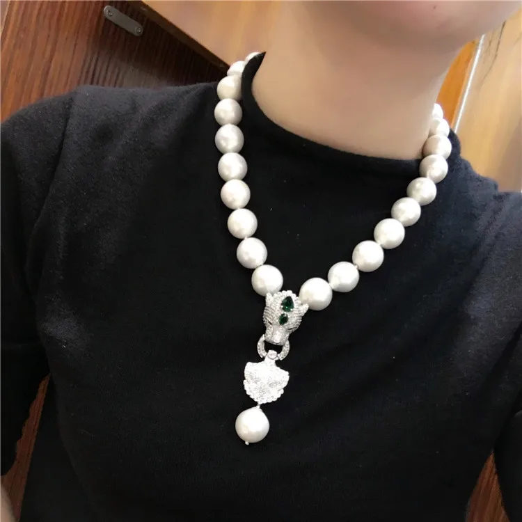 ?? ホット販売ナチュラル13-14ミリメートルホワイトエジソン巨大なパールネックレスファインジュエリーヨーロッパアメリカスタイル