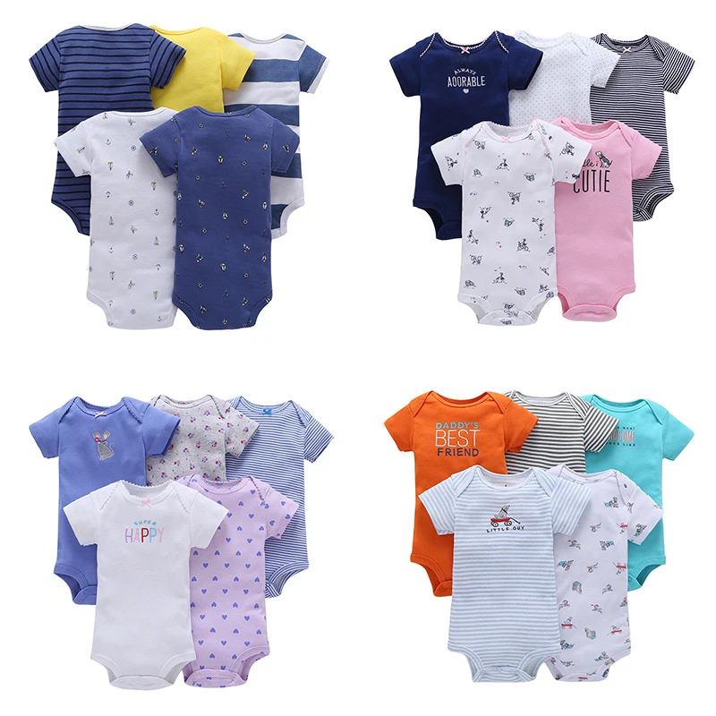 

5 pcs/lot Newborn Baby bodysuit baby romper baby short-sleeved cotton romper
