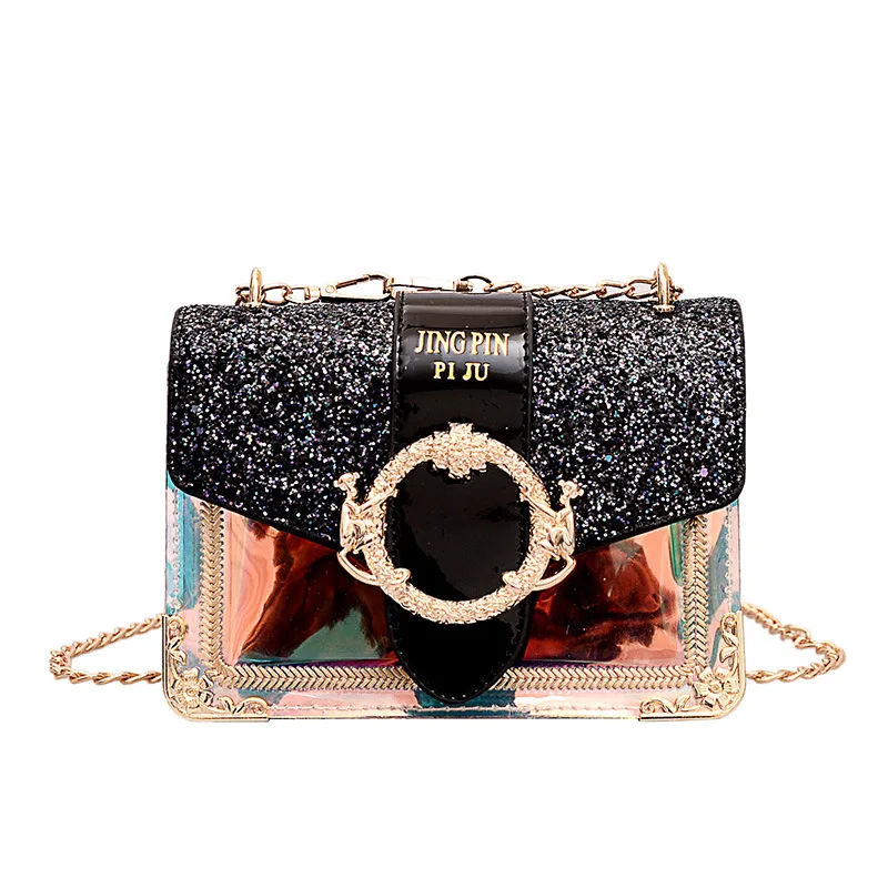 

2021 новая женская сумка высокого качества с металлическим кольцом, прозрачная сумка с пайетками, сумка через плечо, сумка через плечо, sac main ...