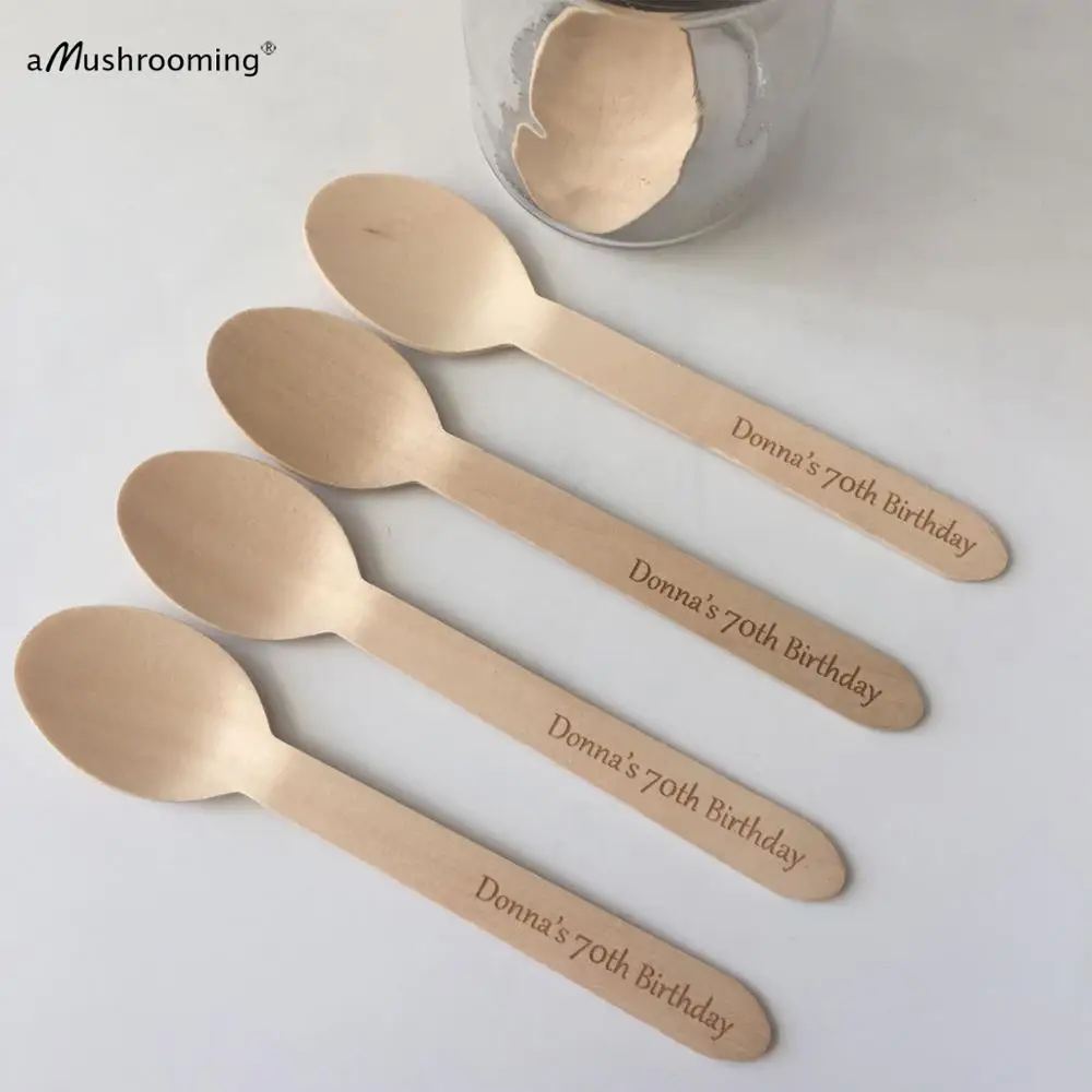 Персонализированные деревянные Сервировочные Ложки для дня рождения