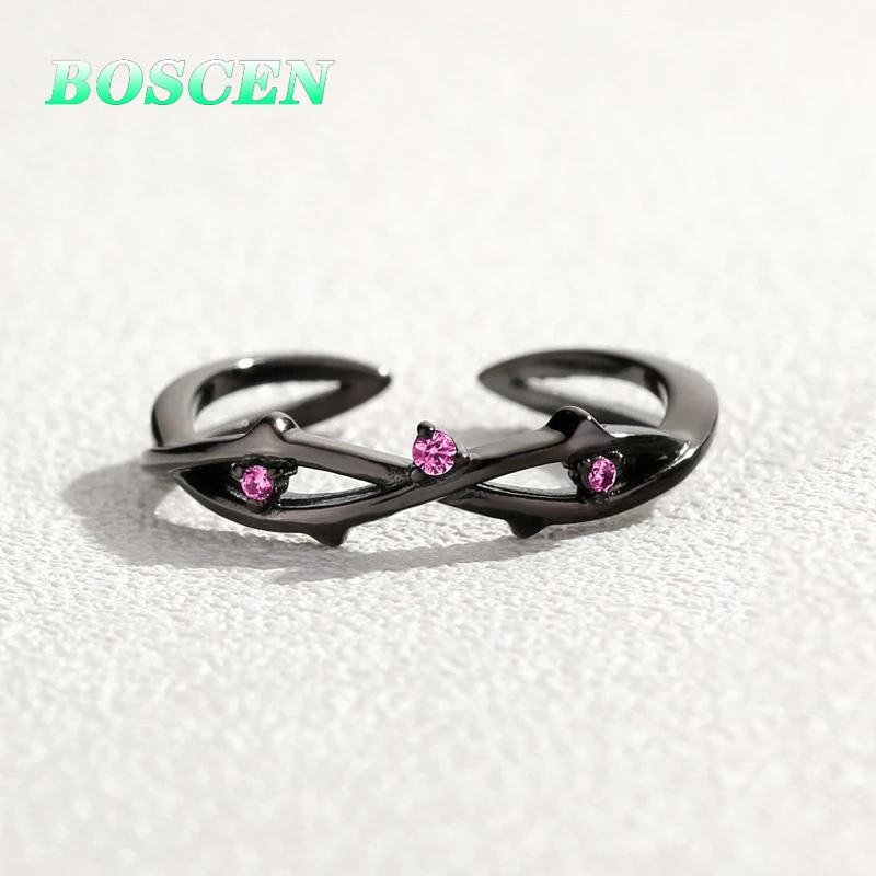 BOSCEN 925 пробы Серебряное кольцо для пары женщин мужчин девушек мальчиков подарок