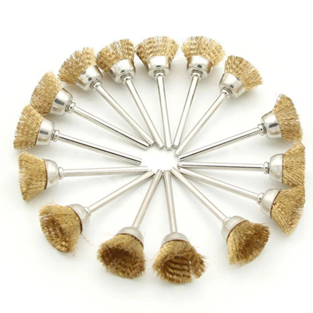 

45x Wire Brass Cup Wheel Bowl Brush Polishing Cleaning Remover For Rotary Tool