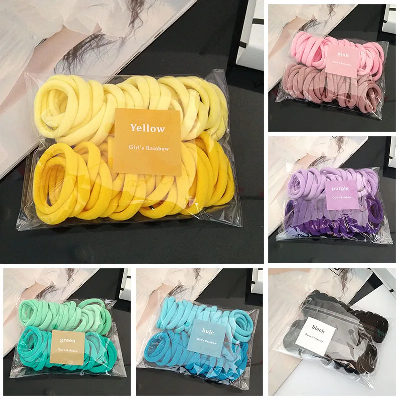 

50PCS Hair Scrunchy For Women Hair Bands Elastic Seamless Link Rope Hair Accessories Headdress Candy Color New