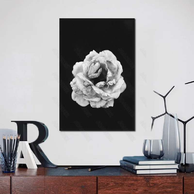 

European Style Canvas Material Grey Peony and Sapling Pattern Background Poster 2 Pc and Living Room Furniture Sofa Decoration