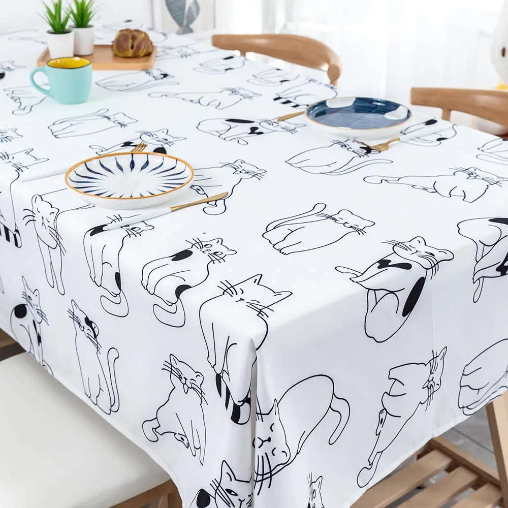 

Cat Waterproof Tablecloth Wedding Birthday Party Tablecloth Table Covers Home Dining Tea Table Cover Home Decoration Tablecloth