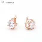 Женские серьги-подвески с фианитами, розовое золото 585 пробы