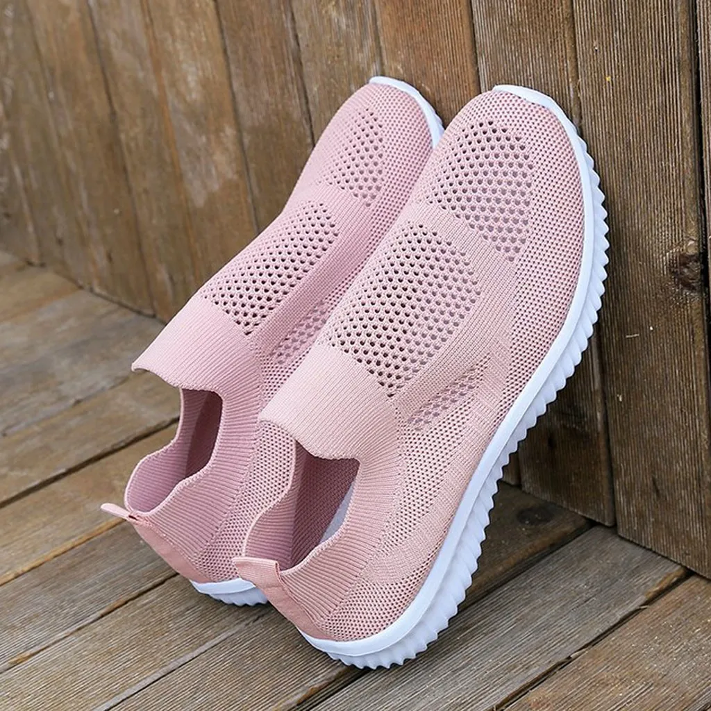

2021 Large Size Sneaker Woman Breathable Slip-On Shoes Female Summer Spring Soft Bottom Heels Sport Vulcanized Sneakers