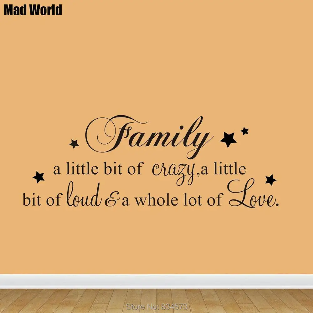 

FAMILY CRAZY LOUD LOVE Words Lettering Wall Art Stickers Wall Decals DIY Home Decoration Removable Room Decor Wall Stickers