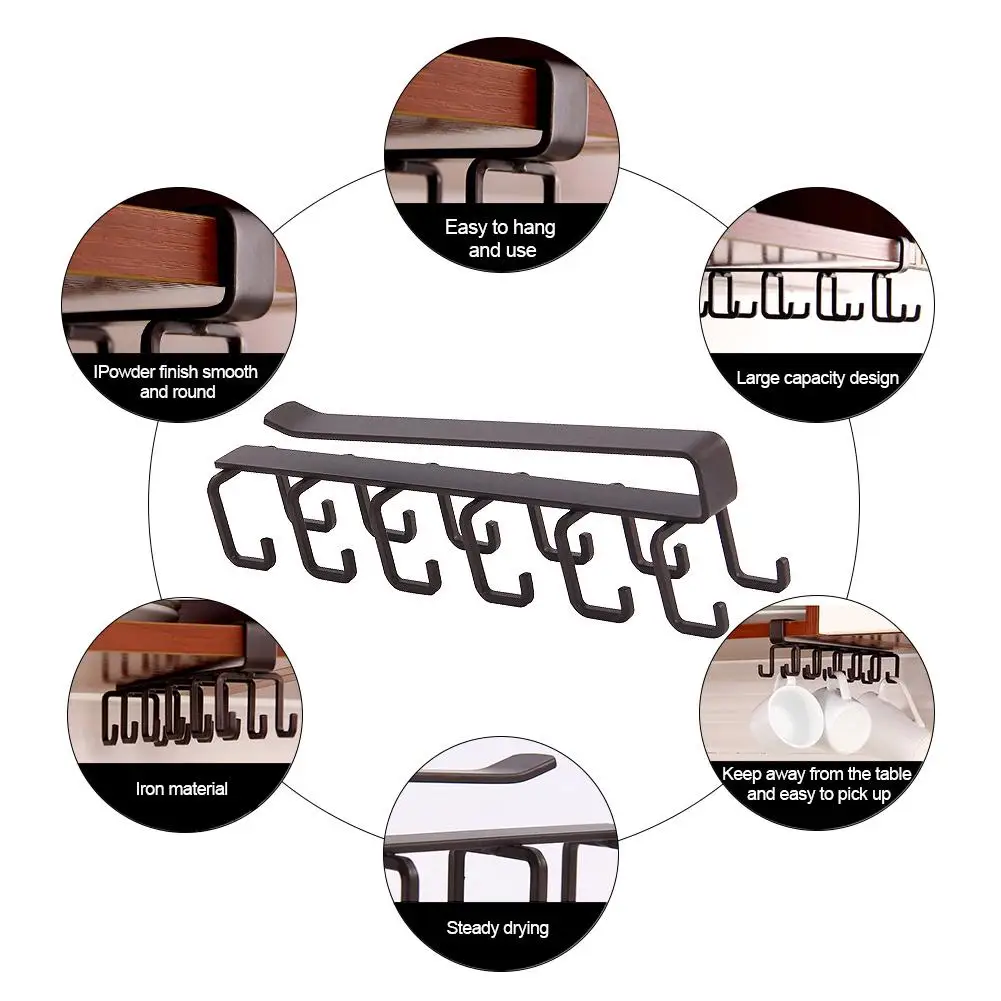 Новый 12 крючков держатель для кружки под шкаф кофейная чашка вешалка кухонного
