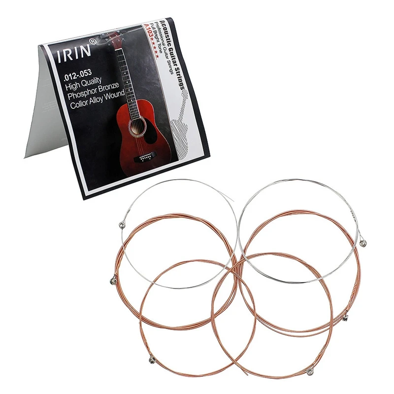 

IRIN A103 6 шт. Струны для акустической гитары ФОСФОРНЫЕ струны с бронзовой обмоткой аксессуары для гитар 0,012-0,053 дюймов