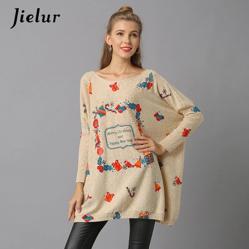 Jielur на зиму в европейском стиле Рождественский свитер для женщин милые подарки