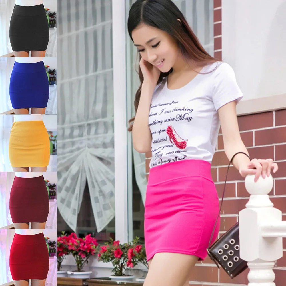 

Women Lady Solid Color Slim Elasticity Short Skirt Fashion for Summer Party ENDQ