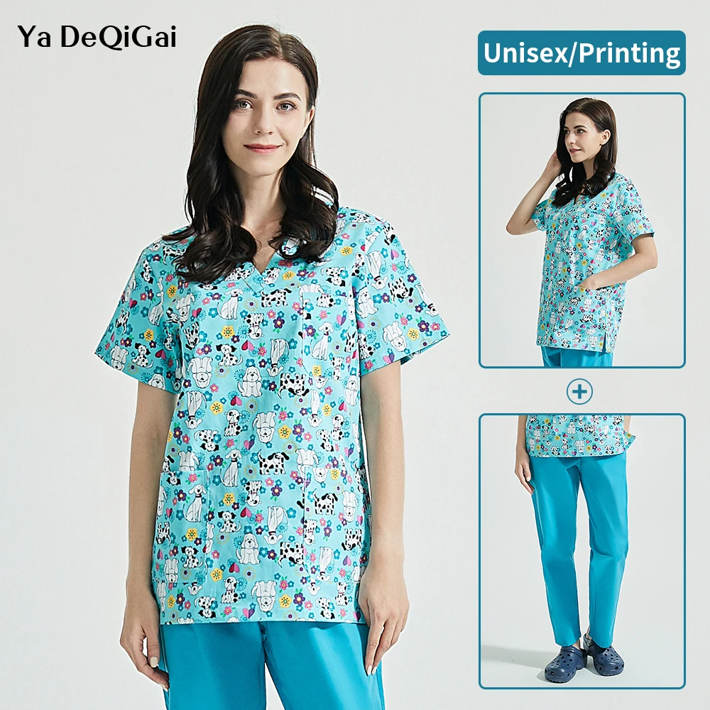 Хлопковая милая форма для скрабов с принтом одежда ухода за домашними животными