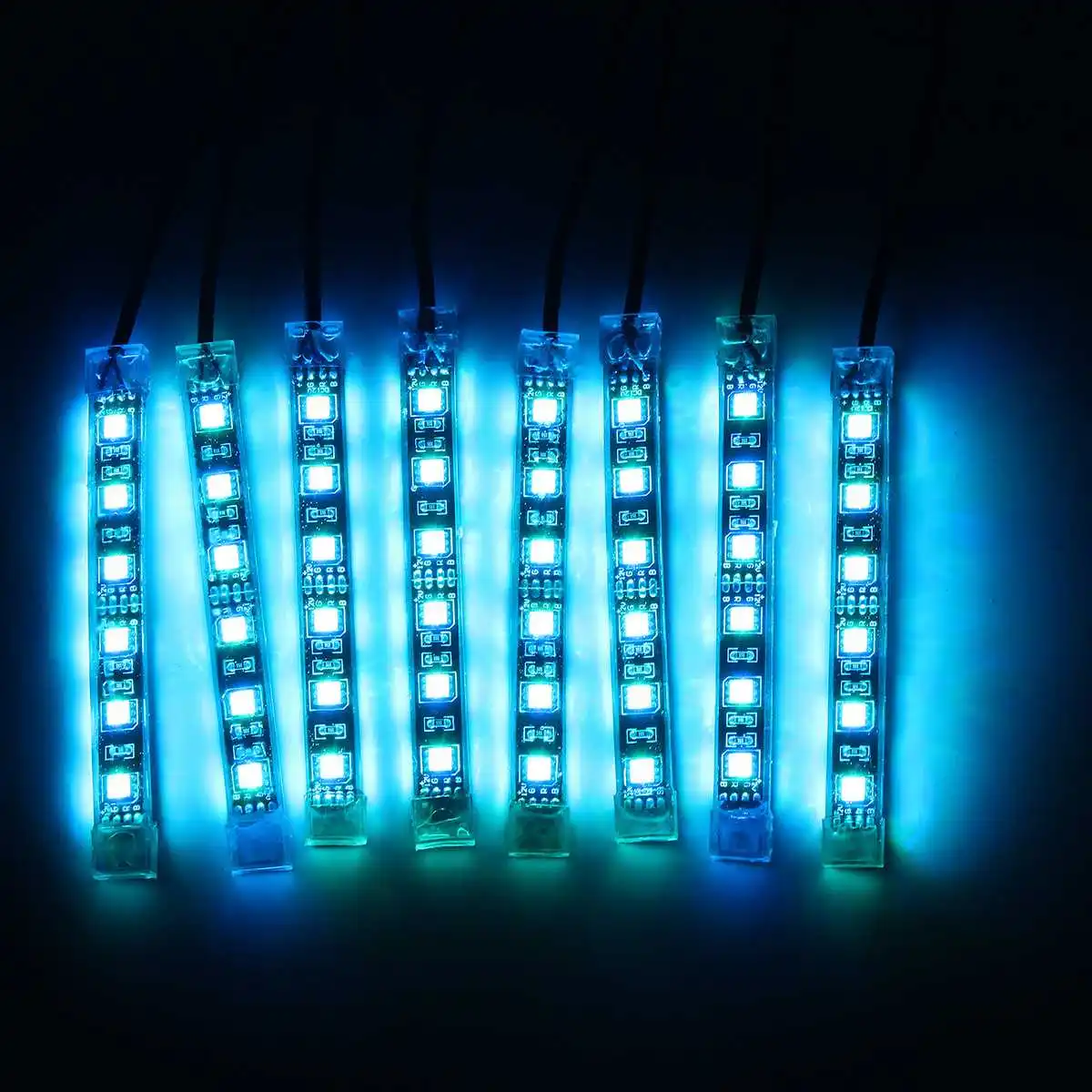 8 шт. мотоциклетные декоративные RGB мигающий свет гибкие 5050 светодиодный полосы 15 цветов Светящиеся неоновые беспроводной пульт дистанционного управления для Kawasaki