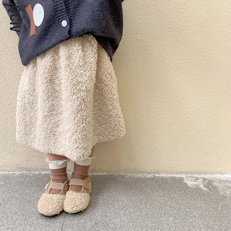 

Autumn Winter fashion lamb wool skirts for baby girls thick casual all-match skirt