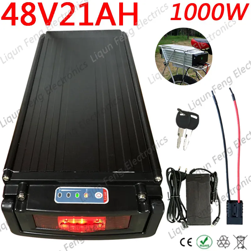 48V 1000W задний стеллаж для выставки товаров Батарея 20AH Электрический велосипед 13AH