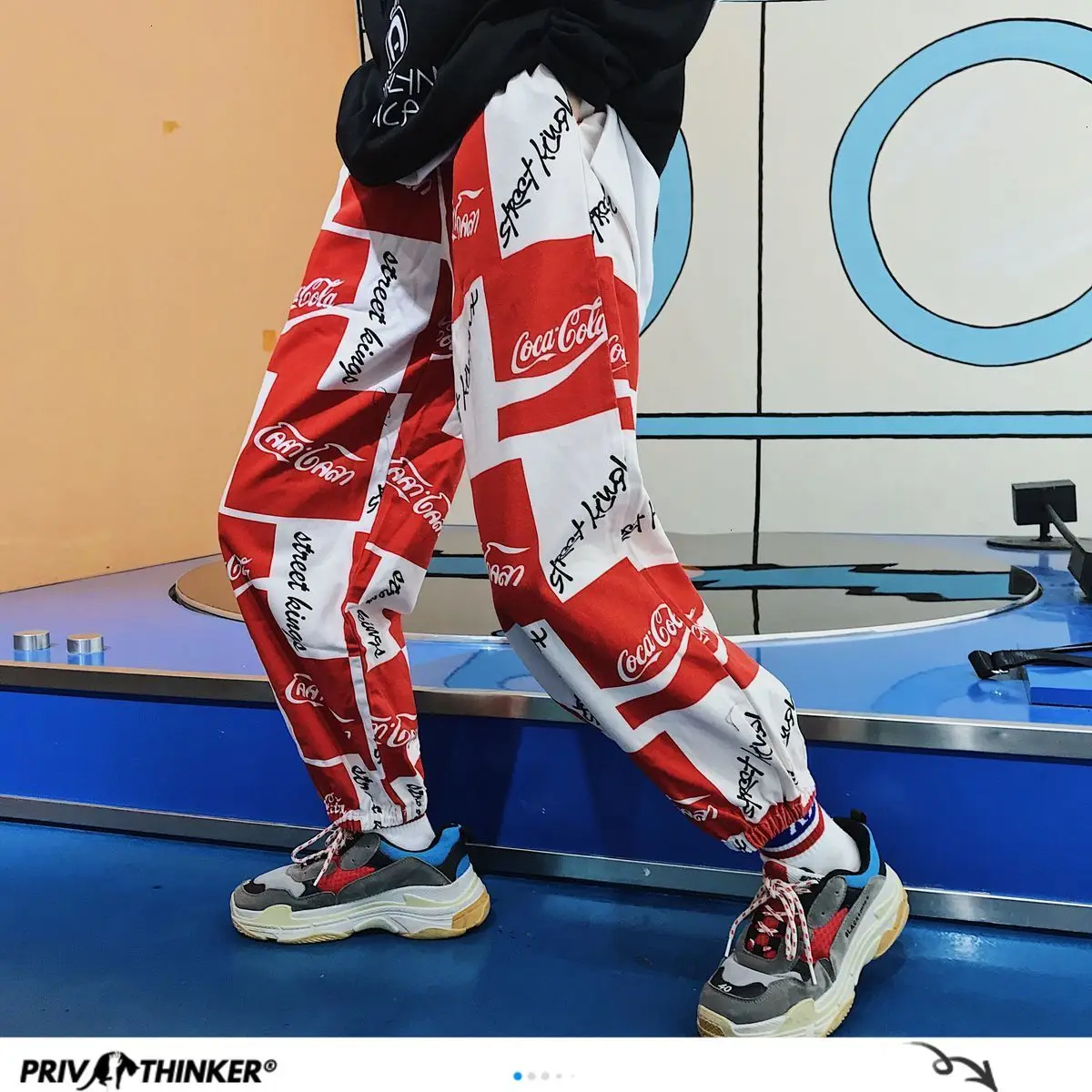 Мужские брюки шаровары Privathinker в стиле хип хоп повседневные с буквенным принтом