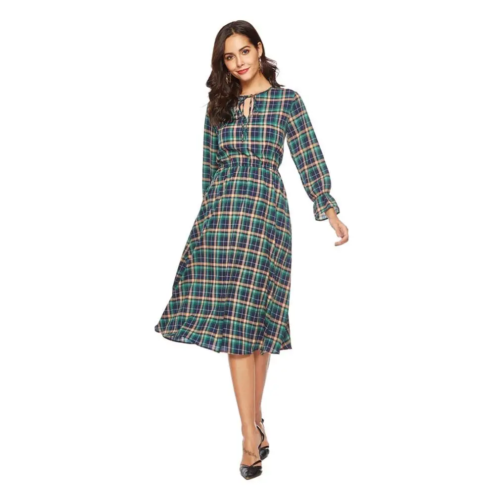 ZP 2019 офисное женское платье рубашка в полоску с круглым вырезом длинное пляжное