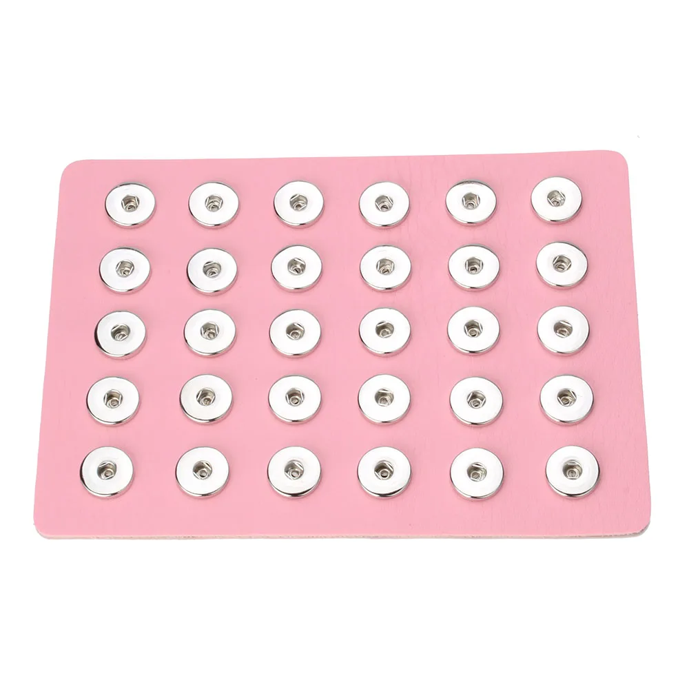 pink-18mm Горячая кнопка оснастки ювелирные изделия черный натуральная кожа 18 мм и 12 мм оснастка Кнопка дисплей для 24 шт. и 30 шт. DIY Ювелирные изделия мягкий держатель дисплея - Окраска металла: pink-18mm