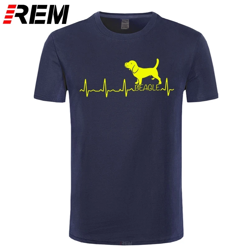 

REM Men T Shirts Heartbeat Beagle Vintage Short Sleeve Funny Shirt For Dog Lover Tees Crewneck Tops Cotton Plus Size T-Shirts