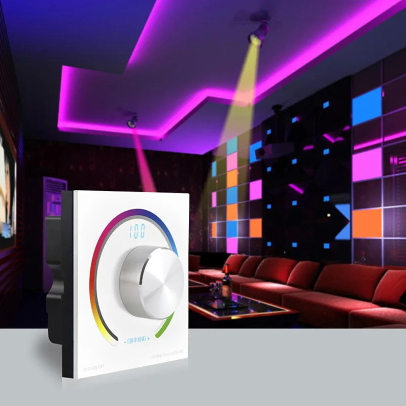 

Bincolor DC12V 24V Switch knob Wall-mounted LED Stirp Light controller single color/CCT/RGB Rotary Dimmer & Wireless Remote