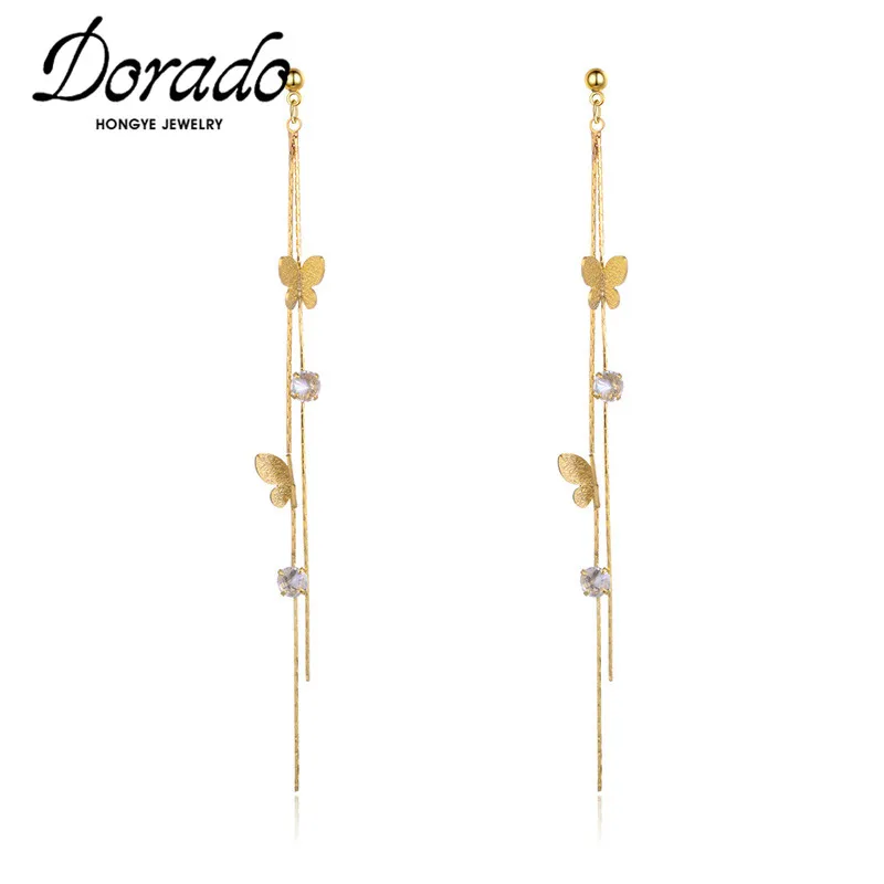 Новые корейские висячие серьги Dorado с бабочками и кисточками для девушек женщин