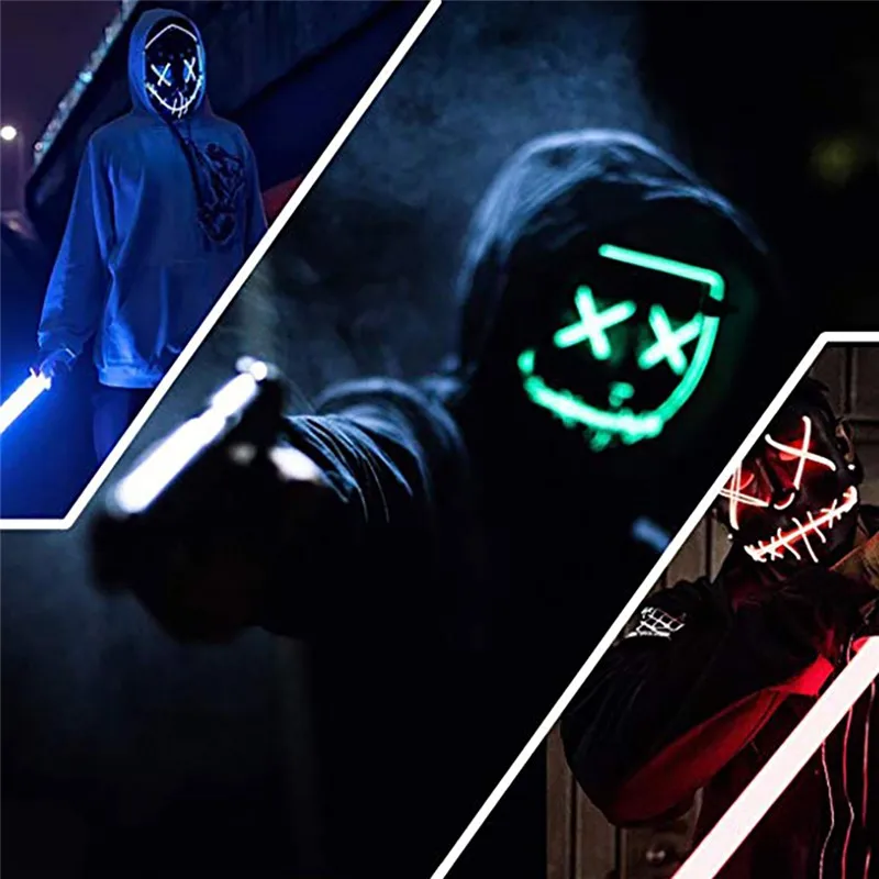 Светится в темноте EL Mask Хэллоуин вечерние маскарадные маски неоновая маска