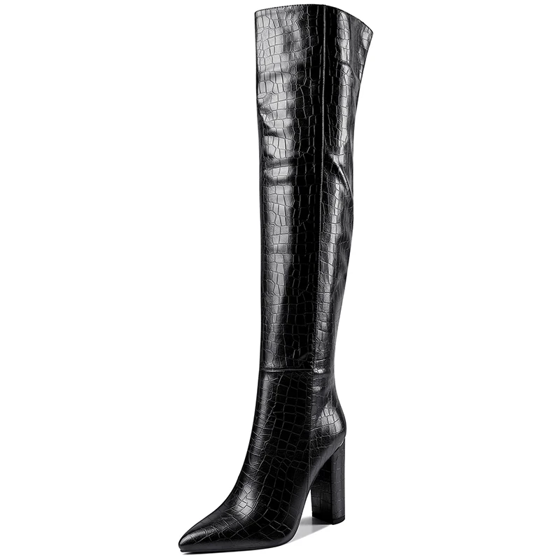 

Autumn Winter Modern Knee-High Boot Elegant Sexy High Heels Footwear Women Shoes Pointed Toe Short Plush Boots Women FashionA127