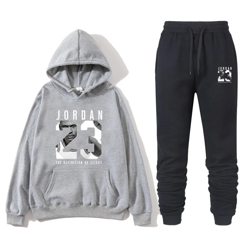 New men's sweater suit 23 sportswear sweater suit fleece hoodie+ sports pants jogging men's and women's sweater 3XL sportswear