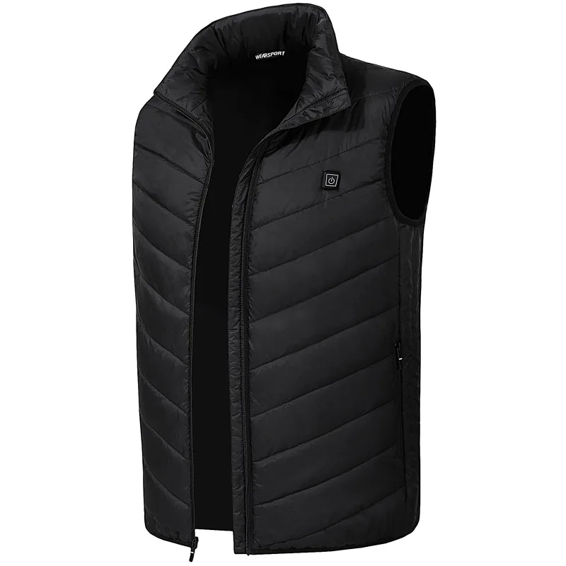 Black sleeveless Высокое качество, куртки с подогревом, жилет, пуховик, хлопок, для мужчин и женщин, для улицы, пальто, USB, с электрическим подогревом, куртки с капюшоном, теплая зимняя куртка одежда с подогревом куртка с подогревом ж - Цвет: Black sleeveless