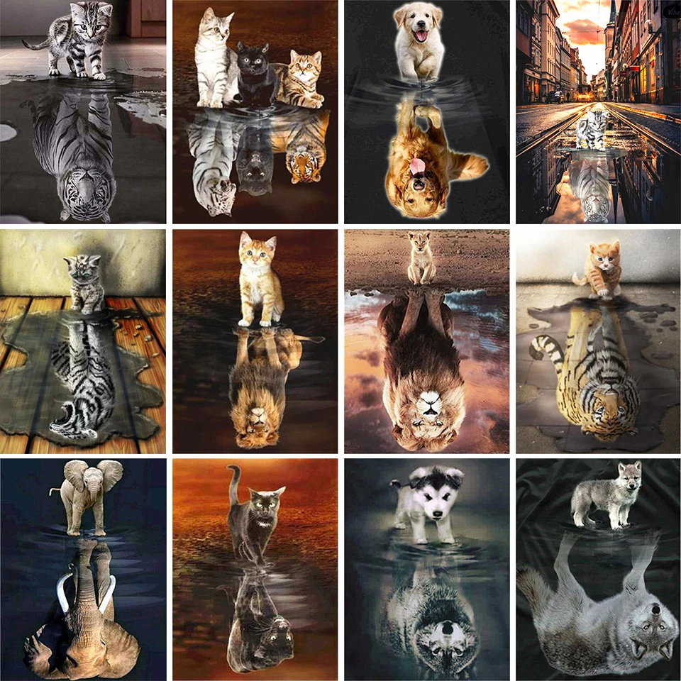 

Алмазная 5D картина «сделай сам», квадратная вышивка с изображением животных, кота, тигра, мозаика, набор для украшения дома, подарок