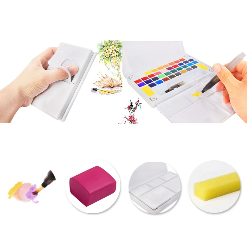 

Solid Watercolor Portable Solid Paint Watercolor Paint Set With Watercolor Brush For Painting Art Supplies