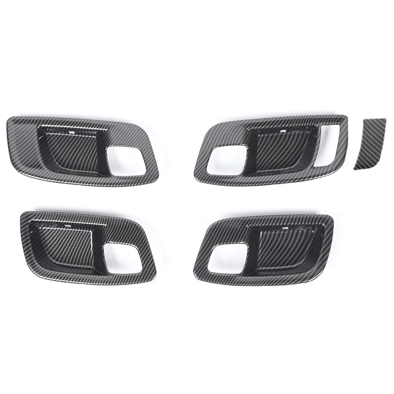 

5PCS Car Inner Door Handle Bowl Cover Trim for 2011-2021 Dodge Charger Interior Decoration Accessories, Carbon Fiber