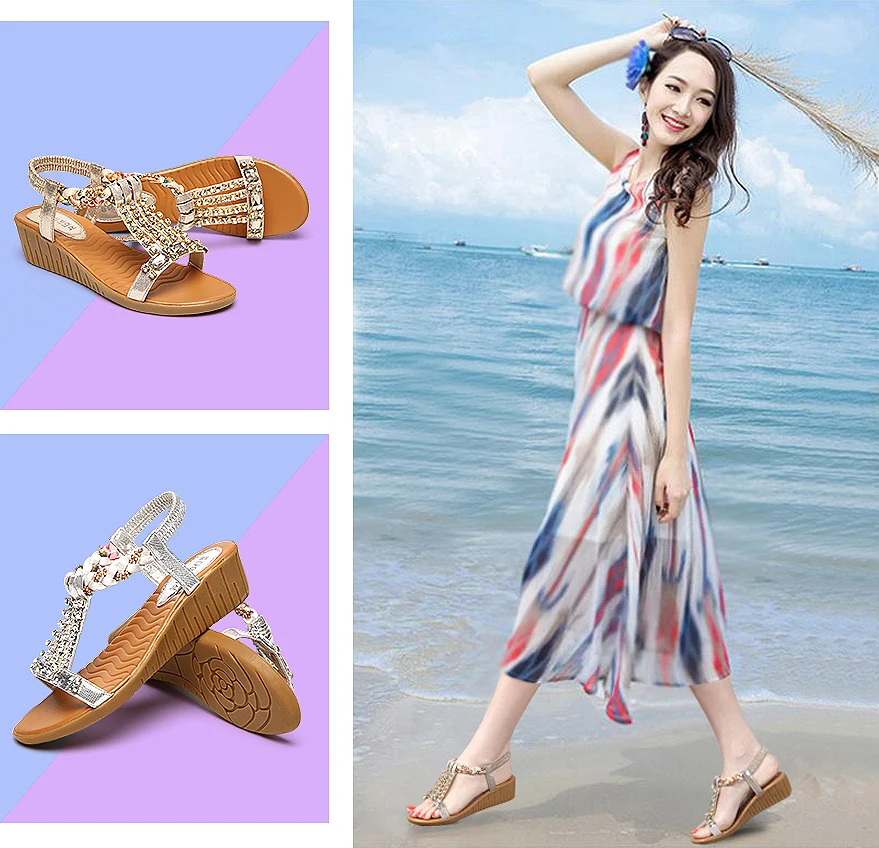 

Wedges Sandals Shoes Women Summer Shoes High Heel Sandals Women Heel Sandals Woman Sexy Shoes Crystals Gold Zapatos De Mujer