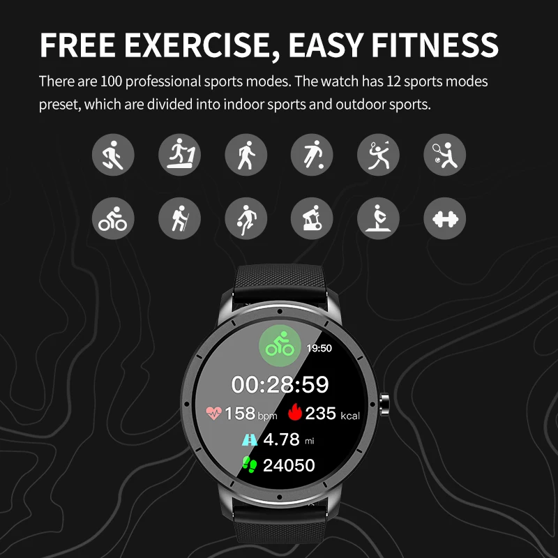 

2021 HW21 Smart Watch Round 1.28 Touch Screen IP67 Waterproof Sleeping Heart Rate Health Analysis Men's&Women's Sports Bracelet