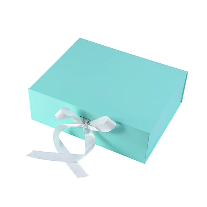 

Fashion foldable DIY gift box with ribbon black white blue pink orange