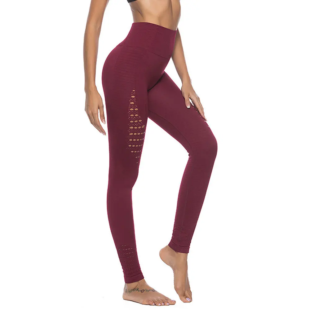 2020 Latest Women Leggings seamless hollow high waist hip fitness leggings Yo-ga pants ladies leggin casual workout | Женская одежда