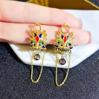 chinese ancient wind myth dragon earrings unique design sense long chain earrings new tide niche personality ear wholesale