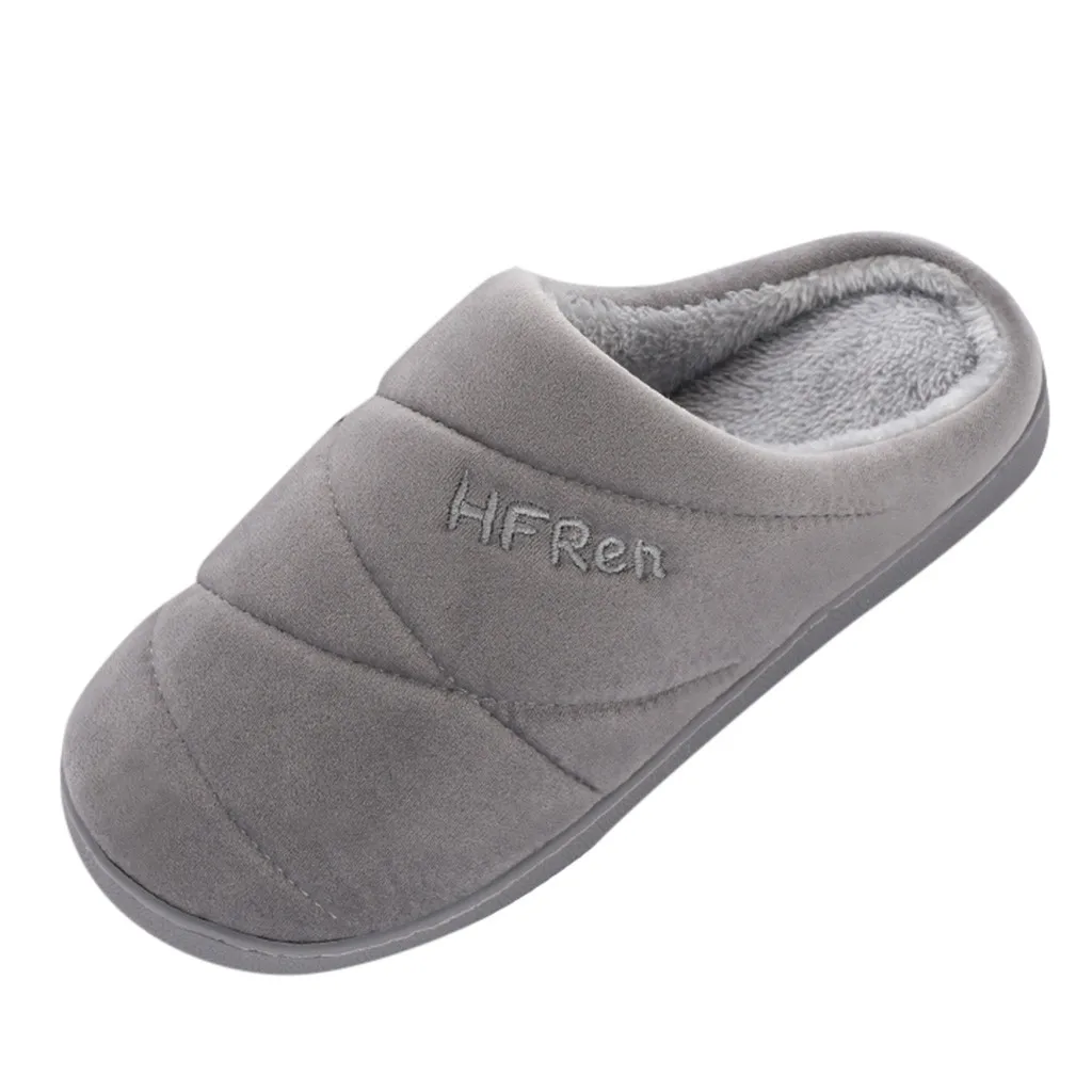 

2019 Winter Men's Slippers Cotton Couple Solid Color Warm Non-slip Floor Household Slippers Soft Indoor Shoes Buty Meskie#JY