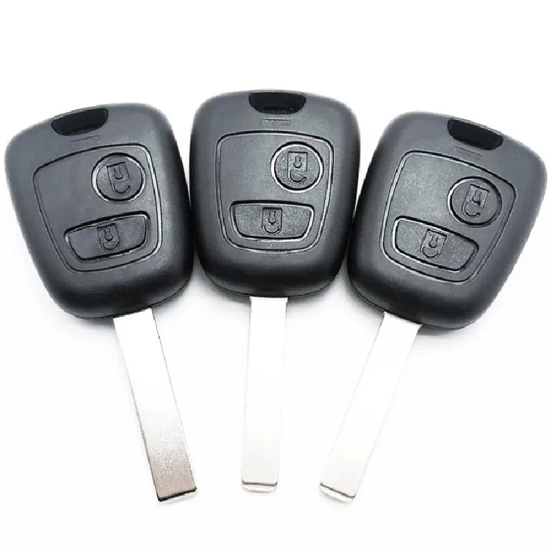 

With Logo 2 Buttons Uncut Insert Key Fob Case Remote Control Shell Replacement Car Key Case for Peugeot 206 for Citroen Key C4