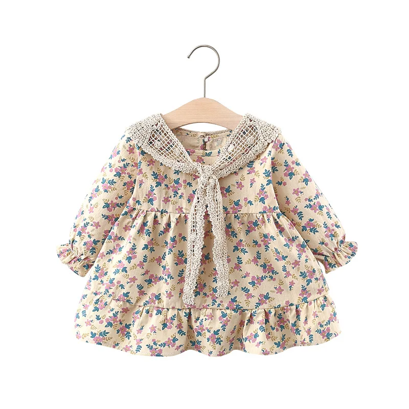 

1-4Y 2021 Children's Clothing Spring New Children's Long-sleeved Girl Floral Girl Princess Dress